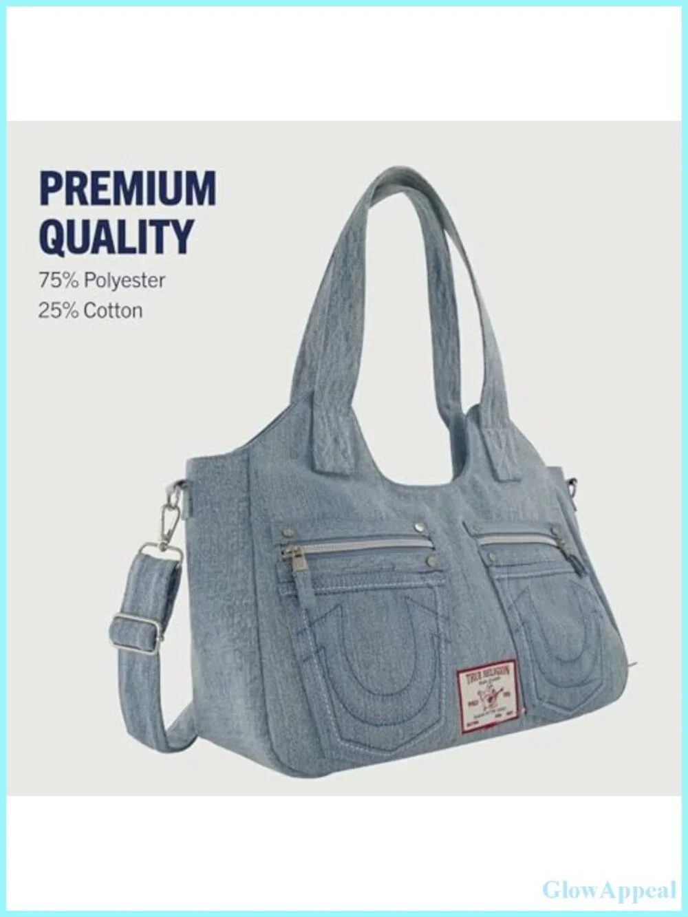 True Religion Satchel Crossbody Purse Handbag Horseshoe Logo Stitching